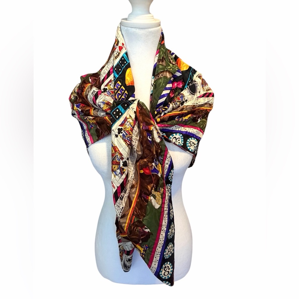 Nicole Miller Vintage Casino‎ Silk Scarf 41" Square